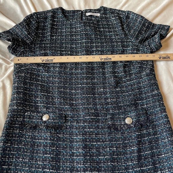 Anne Taylor Loft NWT green black tweed holiday shift dress - Picture 6 of 8